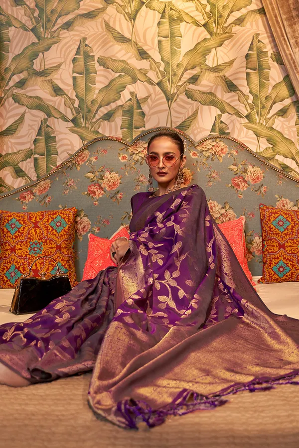 Lollipop_Purple_Premium_Kanjivaram_Saree_With_Blouse_Piece_For_Women_&_Girls