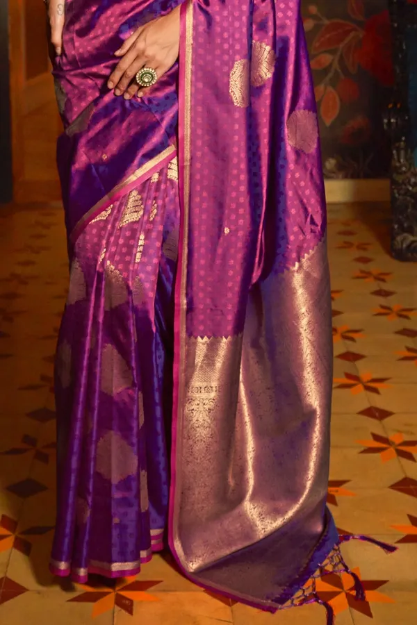 Purple_Premium_Silk_With_Blouse_Piece_For_Women_&_Girls