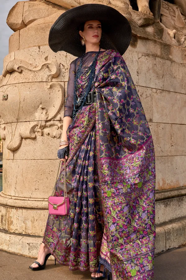 Blue_Premium_Organza_Saree_With_Blouse_Piece_For_Women_&_Girls