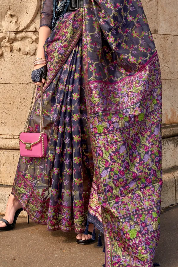 Blue_Premium_Organza_Saree_With_Blouse_Piece_For_Women_&_Girls