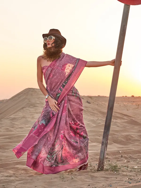 Multicolor_Premium_Linen_Saree_With_Blouse_Piece_For_Women_&_Girls