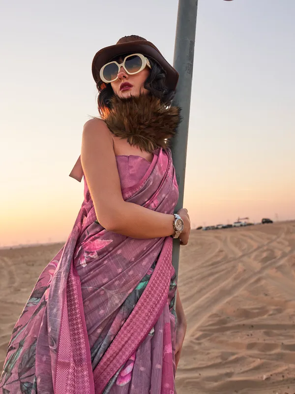 Multicolor_Premium_Linen_Saree_With_Blouse_Piece_For_Women_&_Girls