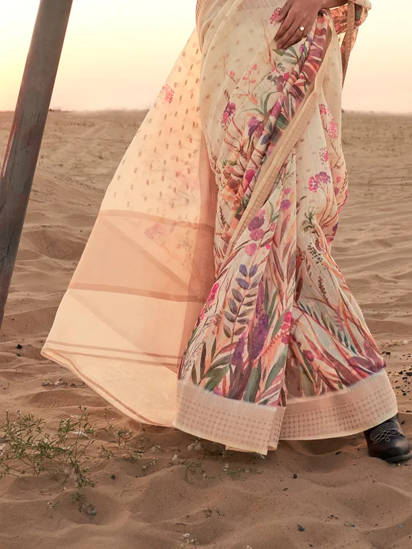 Multicolor_Premium_Linen_Saree_With_Blouse_Piece_For_Women_&_Girls