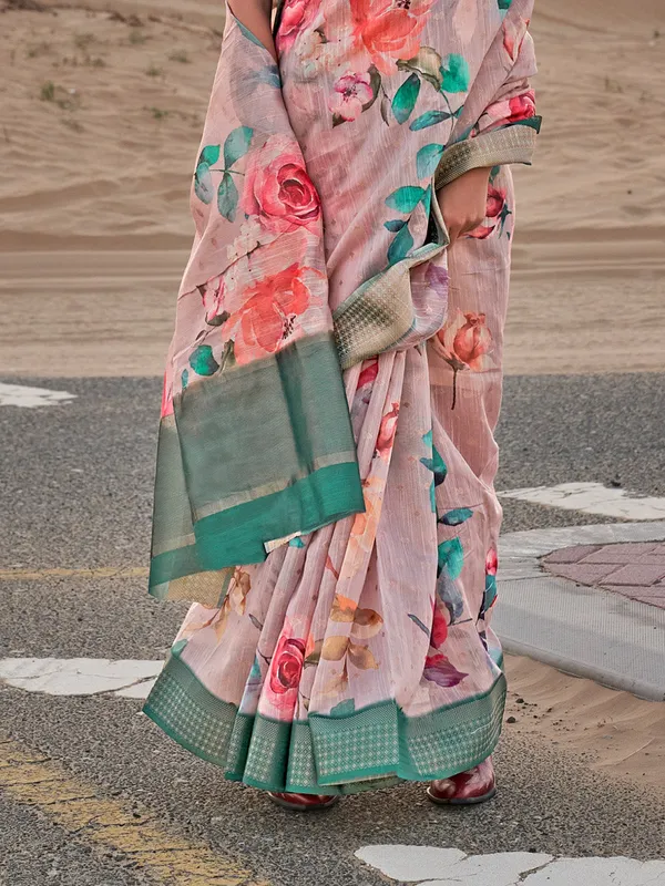 Multicolor_Premium_Linen_Saree_With_Blouse_Piece_For_Women_&_Girls