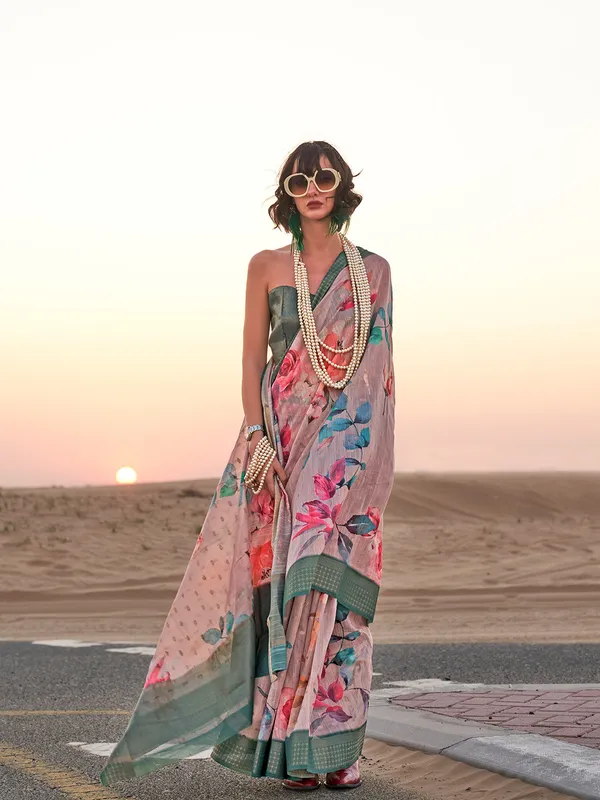 Multicolor_Premium_Linen_Saree_With_Blouse_Piece_For_Women_&_Girls