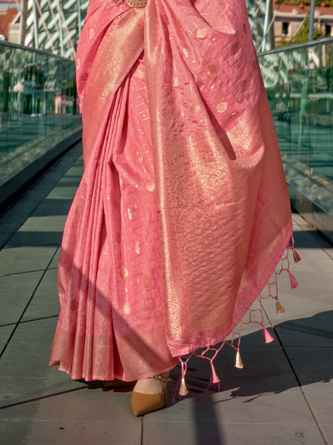Pink_Premium_Katan_Silk_With_Blouse_Piece_For_Women_&_Girls