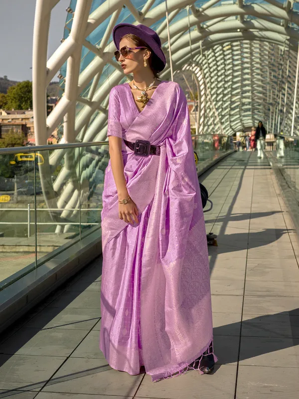 Purple_Premium_Katan_Silk_With_Blouse_Piece_For_Women_&_Girls