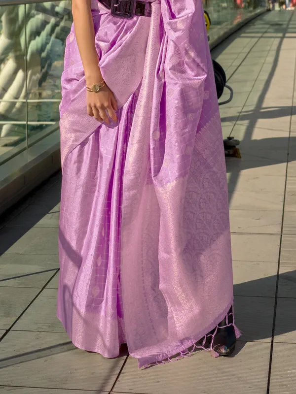 Purple_Premium_Katan_Silk_With_Blouse_Piece_For_Women_&_Girls