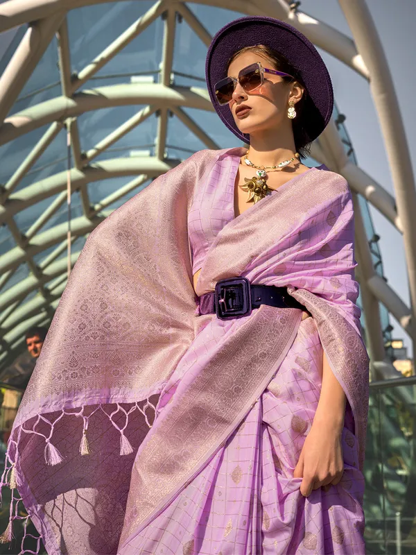 Purple_Premium_Katan_Silk_With_Blouse_Piece_For_Women_&_Girls
