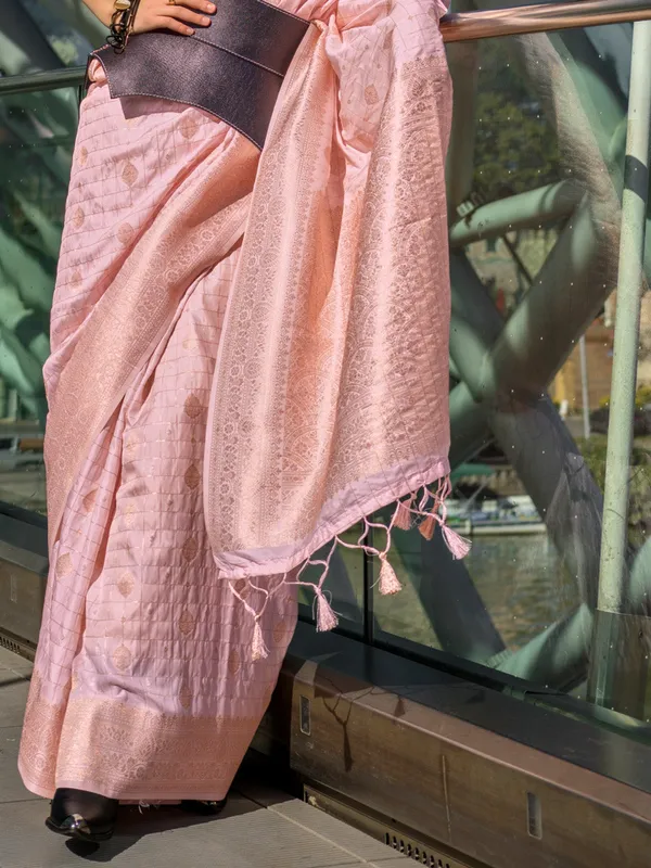 Pink_Premium_Katan_Silk_With_Blouse_Piece_For_Women_&_Girls