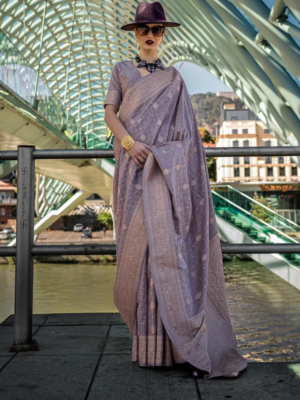 Purple_Premium_Katan_Silk_With_Blouse_Piece_For_Women_&_Girls