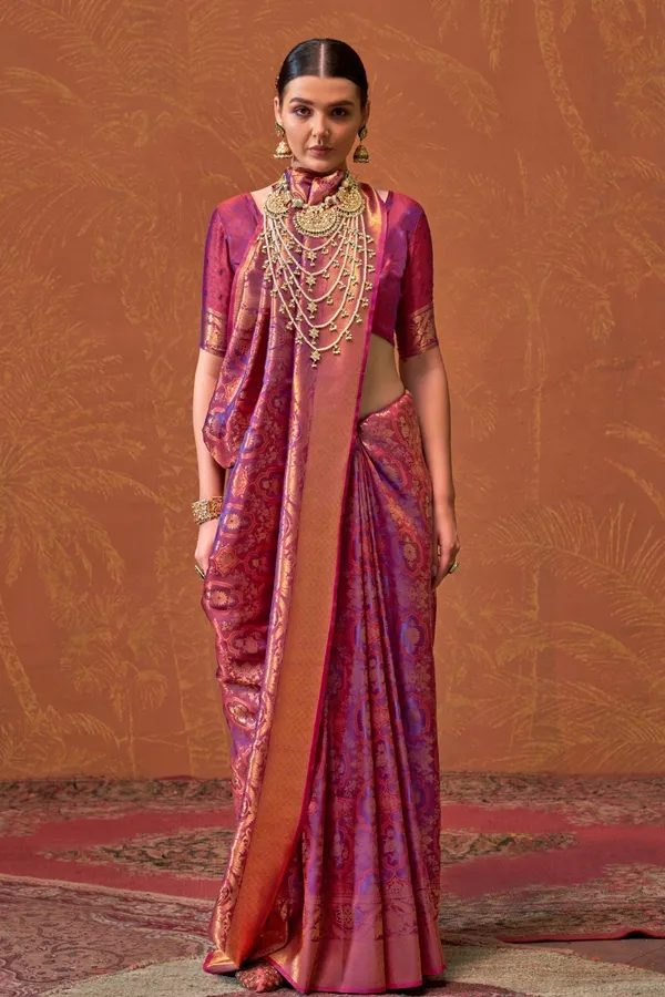 Purple_Premium_Silk_With_Blouse_Piece_For_Women_&_Girls