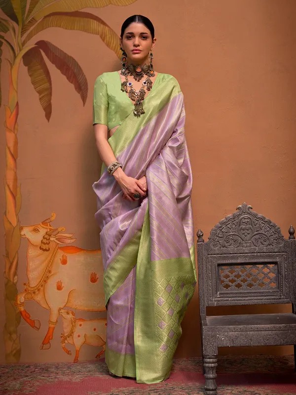 Lavender_Premium_Silk_With_Blouse_Piece_For_Women_&_Girls