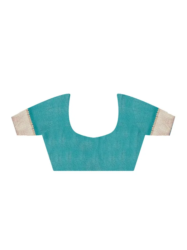 Sky_Blue_Premium_Organza_Saree_With_Blouse_Piece_For_Women_&_Girls