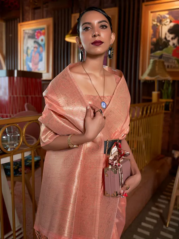 Shy_Pink_Premium_Silk_With_Blouse_Piece_For_Women_&_Girls