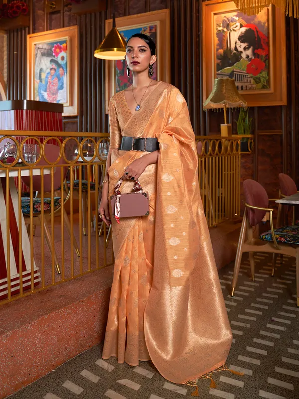 Morning_Orange_Premium_Silk_With_Blouse_Piece_For_Women_&_Girls