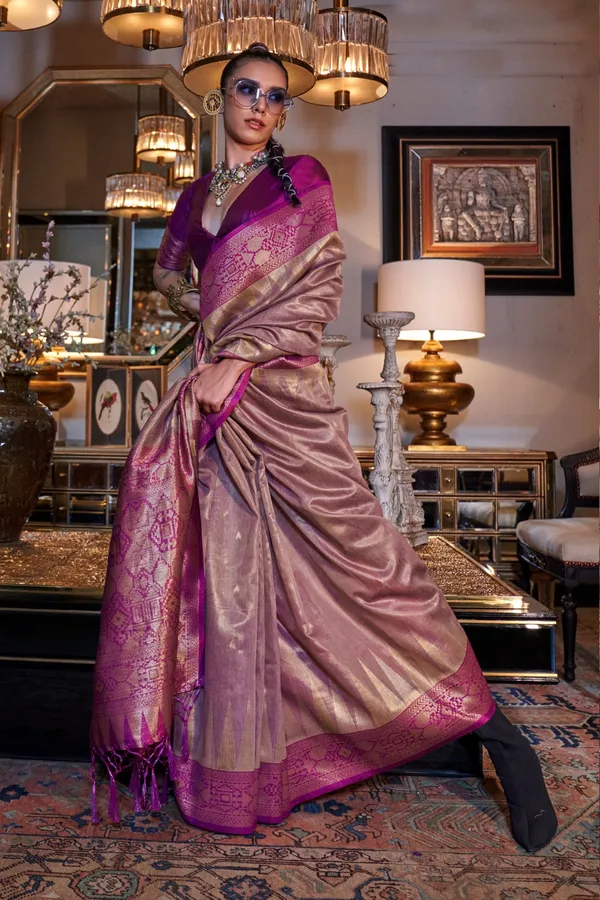 Pink_Premium_Zari_Tissue_Saree_With_Blouse_Piece_For_Women_&_Girls