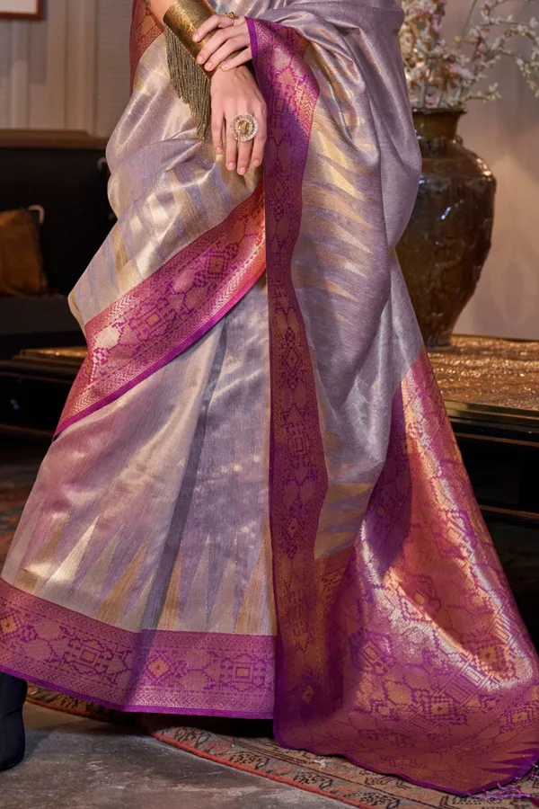 Purple_Premium_Zari_Tissue_Saree_With_Blouse_Piece_For_Women_&_Girls