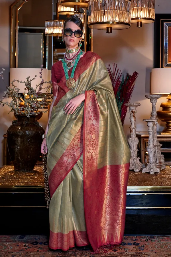 Green_Premium_Zari_Tissue_Saree_With_Blouse_Piece_For_Women_&_Girls