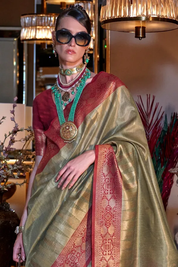 Green_Premium_Zari_Tissue_Saree_With_Blouse_Piece_For_Women_&_Girls