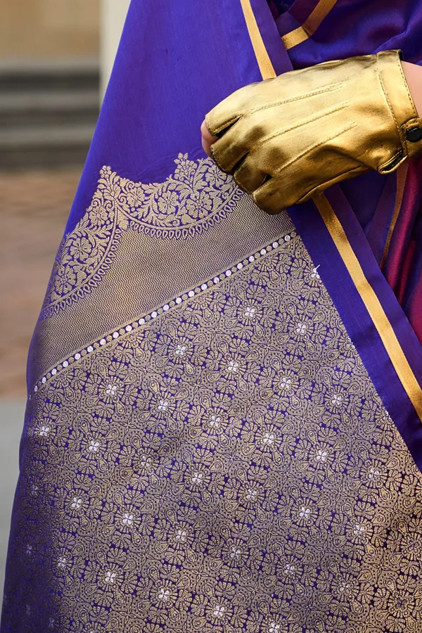 Purple_Premium_Banarasi_Soft_Silk_With_Blouse_Piece_For_Women_&_Girls