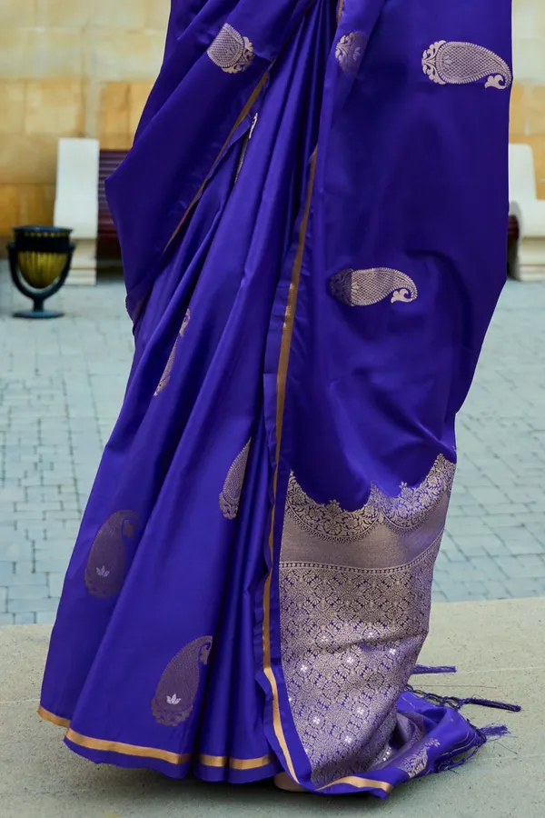 Blue_Premium_Banarasi_Soft_Silk_With_Blouse_Piece_For_Women_&_Girls