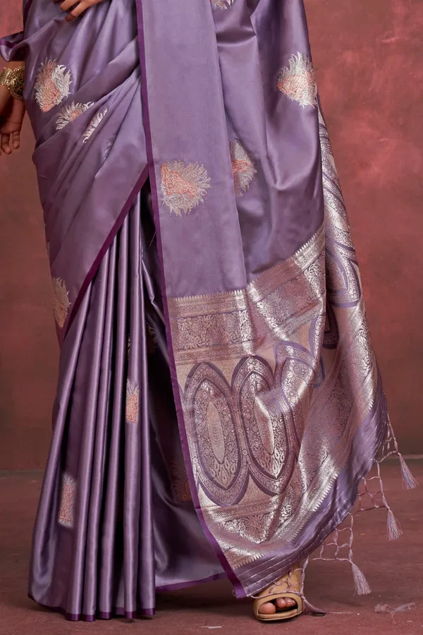 Purple_Premium_Satin_Saree_With_Blouse_Piece_For_Women_&_Girls