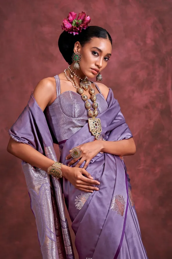Purple_Premium_Satin_Saree_With_Blouse_Piece_For_Women_&_Girls