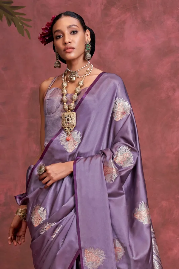Purple_Premium_Satin_Saree_With_Blouse_Piece_For_Women_&_Girls