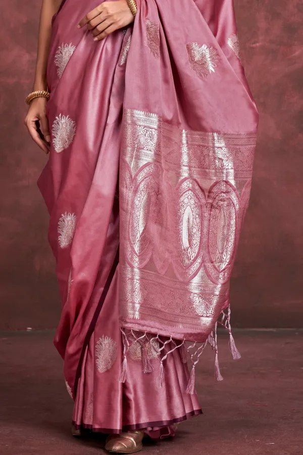 Mauve_Premium_Satin_Saree_With_Blouse_Piece_For_Women_&_Girls