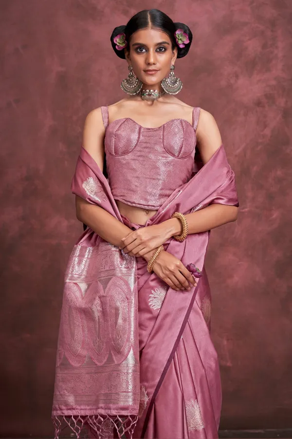 Mauve_Premium_Satin_Saree_With_Blouse_Piece_For_Women_&_Girls