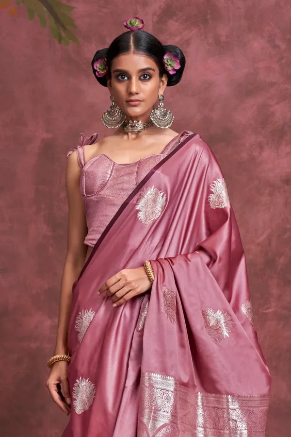 Mauve_Premium_Satin_Saree_With_Blouse_Piece_For_Women_&_Girls