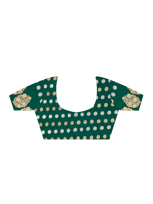 Dark_Green_Premium_Satin_Silk_With_Blouse_Piece_For_Women_&_Girls
