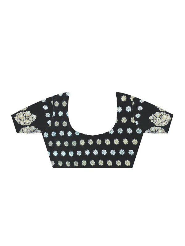 Black_Premium_Satin_Silk_With_Blouse_Piece_For_Women_&_Girls
