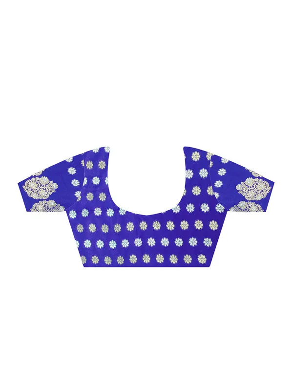 Dark_Blue_Premium_Satin_Silk_With_Blouse_Piece_For_Women_&_Girls