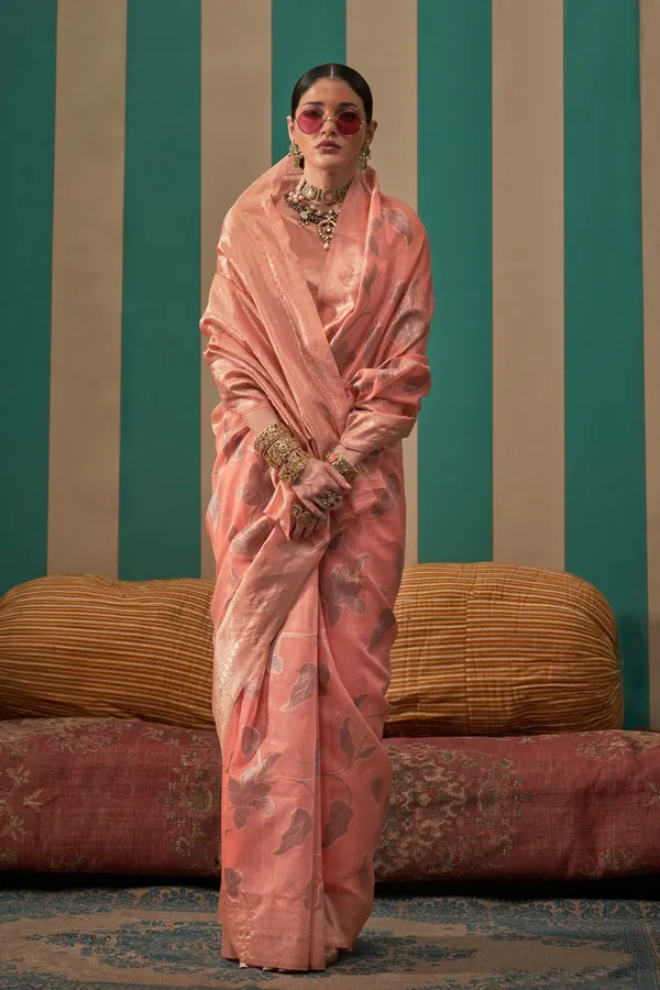 Blush_Pink_Premium_Linen_Saree_With_Blouse_Piece_For_Women_&_Girls