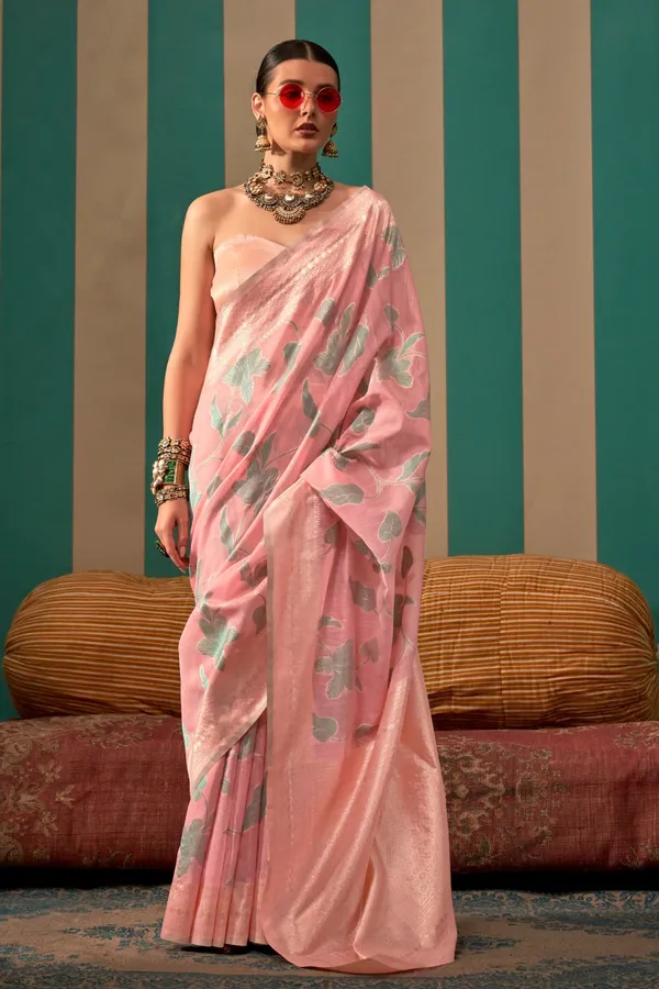 Plum_Pink_Premium_Linen_Saree_With_Blouse_Piece_For_Women_&_Girls