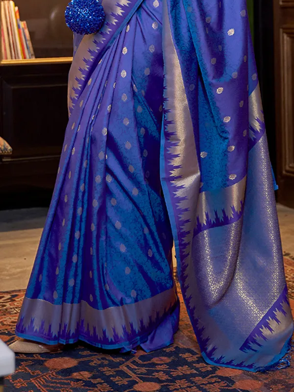 Navy_Blue_Premium_Silk_With_Blouse_Piece_For_Women_&_Girls