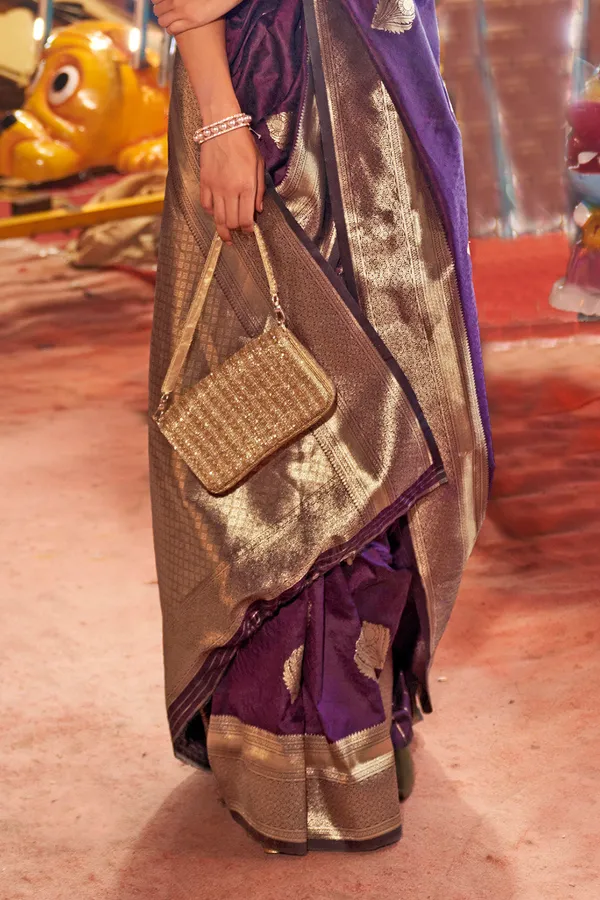 Violet_Premium_Banarasi_Art_Silk_With_Blouse_Piece_For_Women_&_Girls