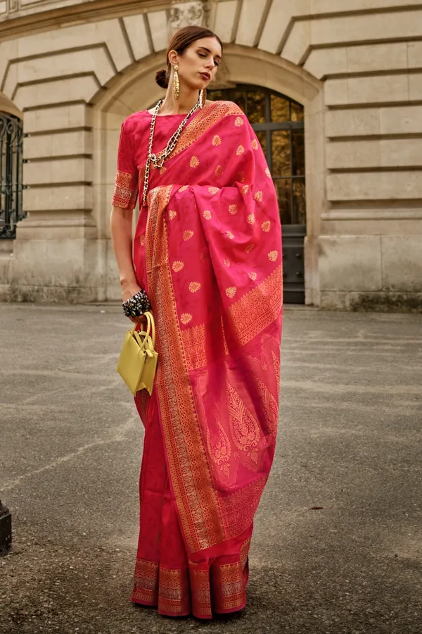 Red_Premium_Soft_Silk_With_Blouse_Piece_For_Women_&_Girls