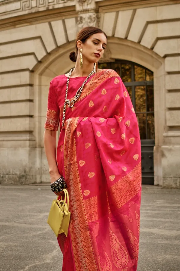 Red_Premium_Soft_Silk_With_Blouse_Piece_For_Women_&_Girls