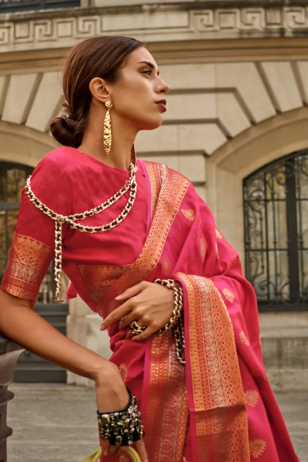Red_Premium_Soft_Silk_With_Blouse_Piece_For_Women_&_Girls