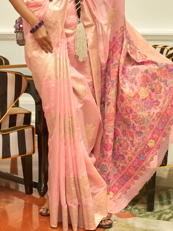 Pink_Premium_Silk_With_Blouse_Piece_For_Women_&_Girls