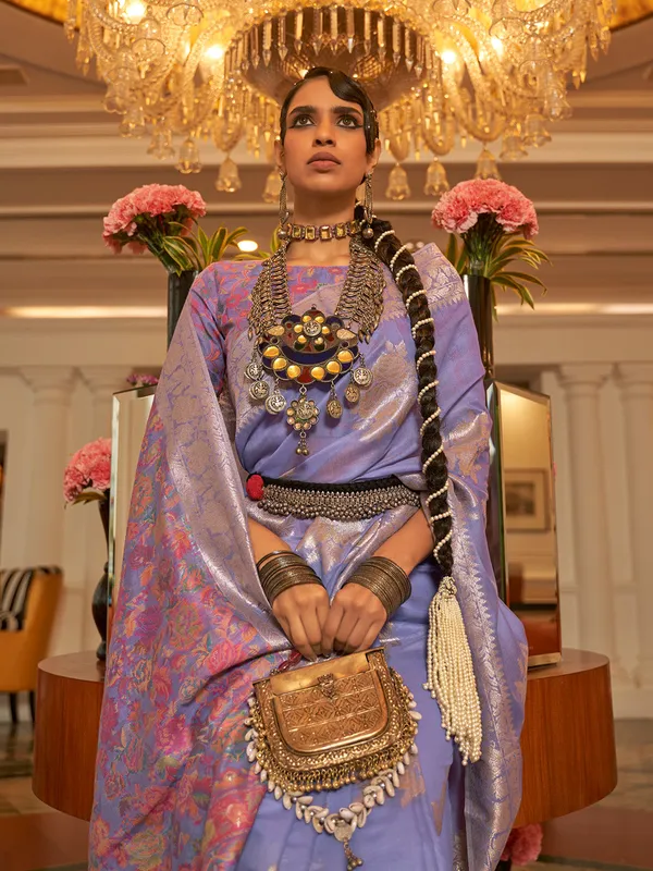 Blue_Premium_Silk_With_Blouse_Piece_For_Women_&_Girls