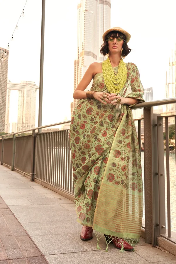 Light_Green_Premium_Tissue_Saree_With_Blouse_Piece_For_Women_&_Girls