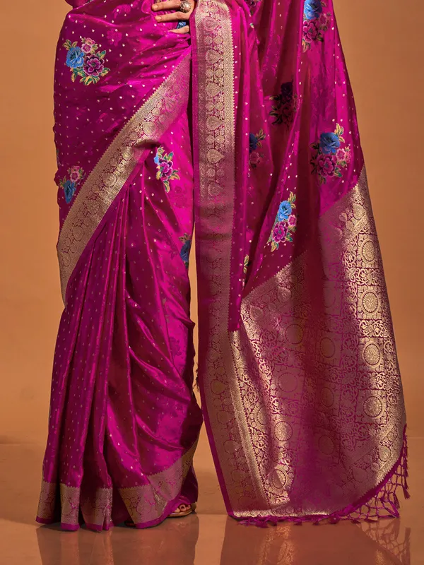 Maroon_Premium_Satin_Silk_With_Blouse_Piece_For_Women_&_Girls