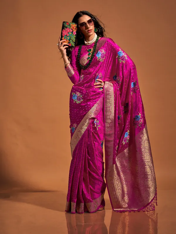 Maroon_Premium_Satin_Silk_With_Blouse_Piece_For_Women_&_Girls