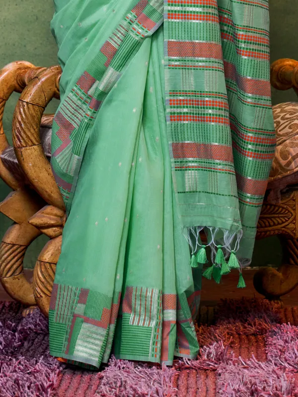 Bottle_Green_Premium_Silk_With_Blouse_Piece_For_Women_&_Girls