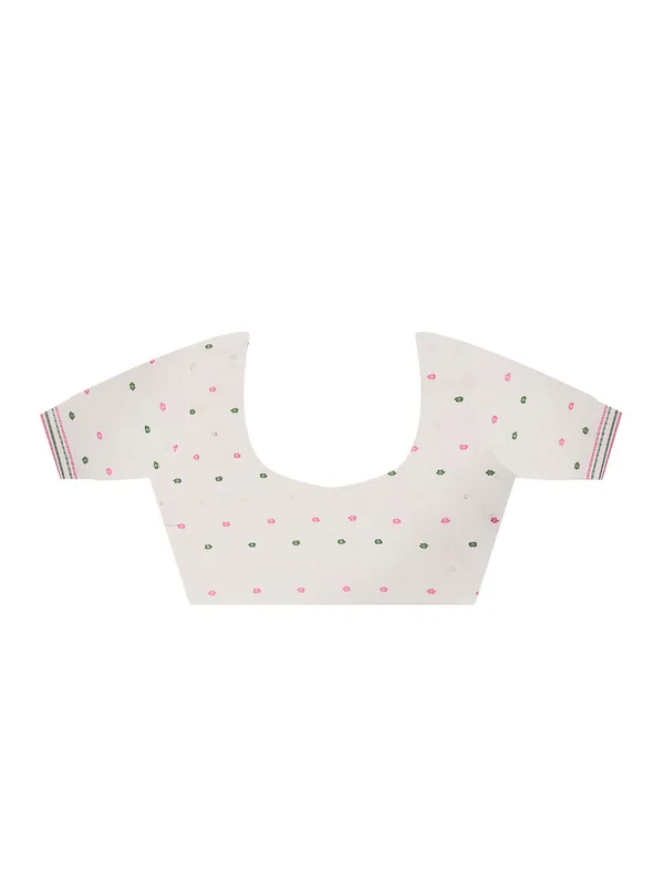 Cream_Premium_Silk_With_Blouse_Piece_For_Women_&_Girls