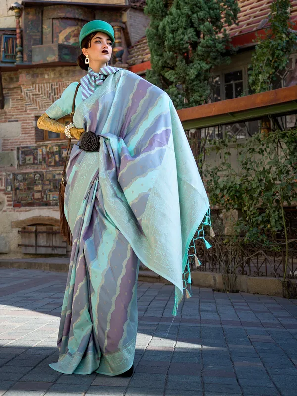 Green_Premium_Katan_Silk_With_Blouse_Piece_For_Women_&_Girls